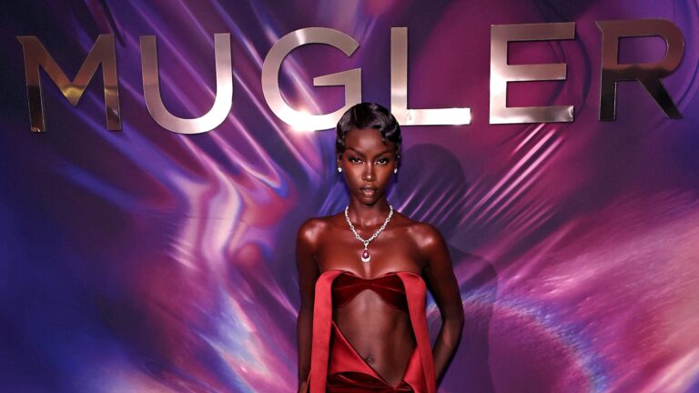 Anok Yai Is Gorgeous In Maroon At Mugler’s Fragrance Launch Party